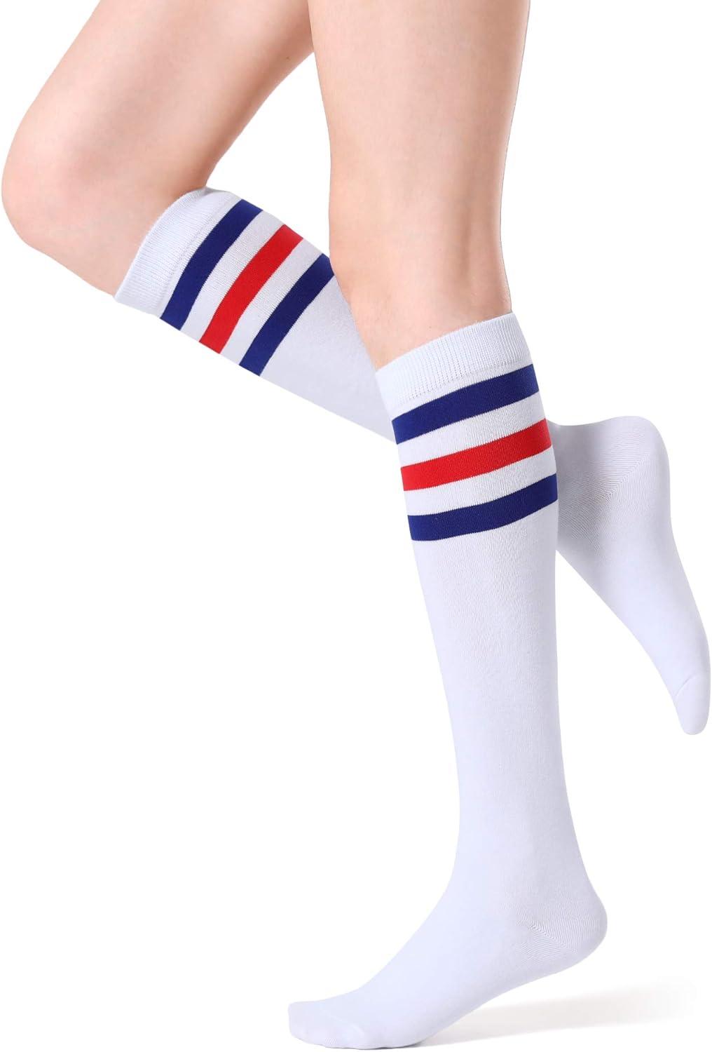 imageFITRELL Womens Knee High Socks Outdoor Sport Athletic Socks Casual Stripe Tube Socks 14 PackMulticolor