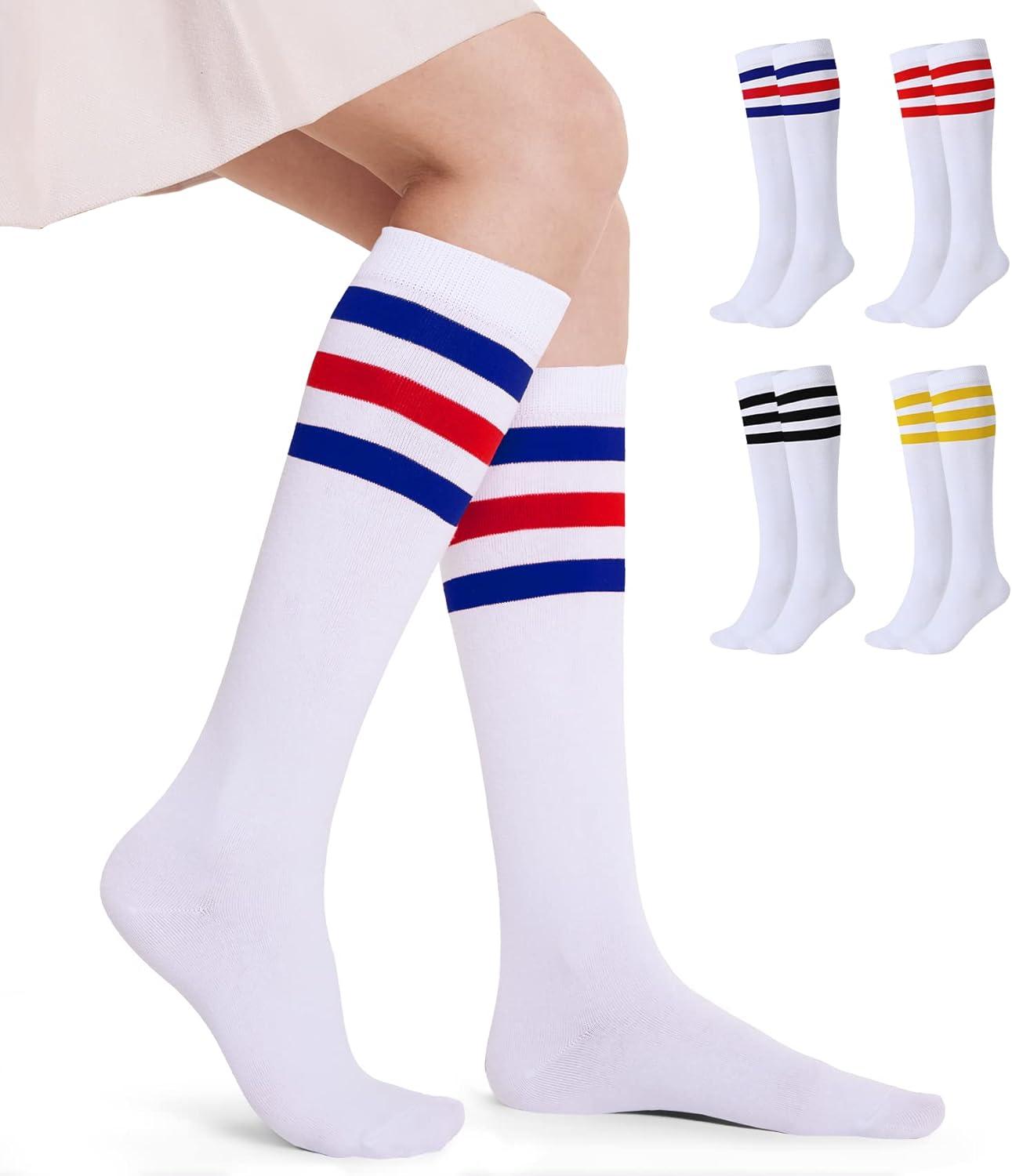 imageFITRELL Womens Knee High Socks Outdoor Sport Athletic Socks Casual Stripe Tube Socks 14 PackMulticolor