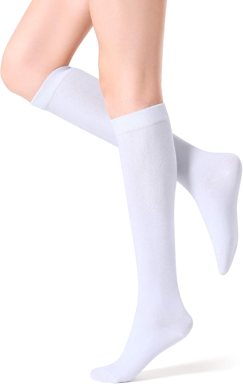 imageFITRELL Womens Knee High Socks Outdoor Sport Athletic Socks Casual Stripe Tube Socks 14 PackWhite