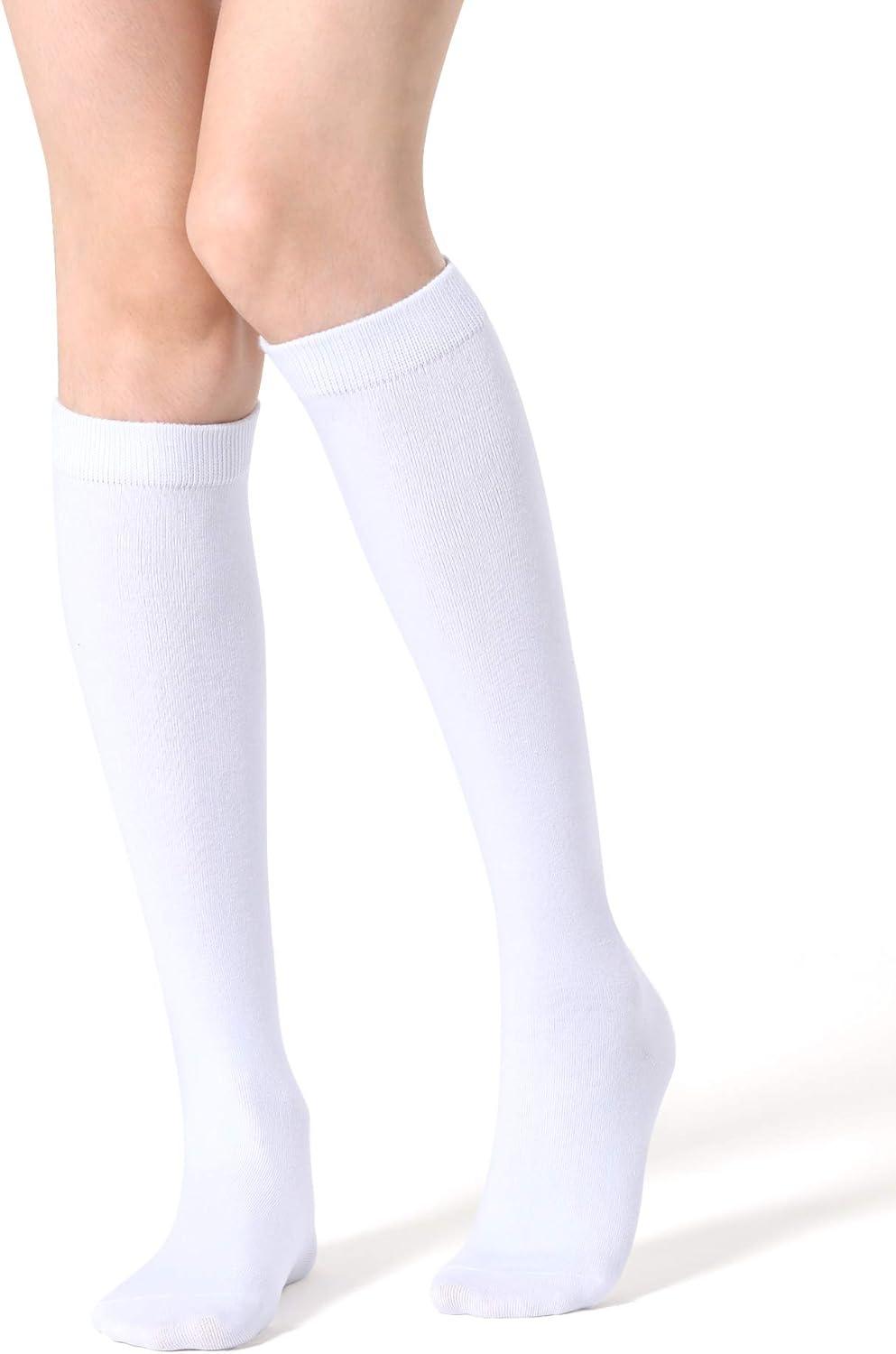 imageFITRELL Womens Knee High Socks Outdoor Sport Athletic Socks Casual Stripe Tube Socks 14 PackWhite