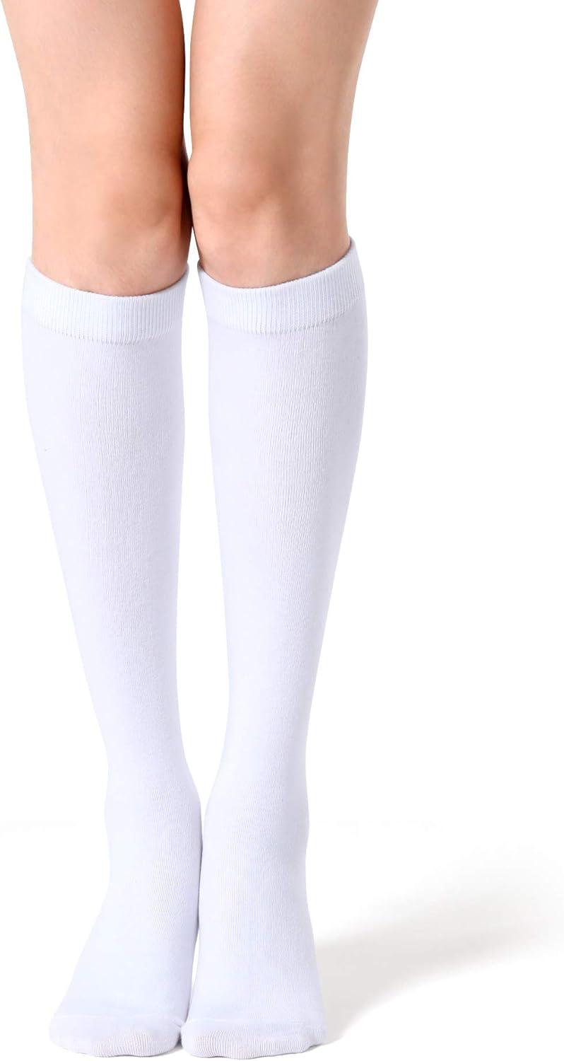 imageFITRELL Womens Knee High Socks Outdoor Sport Athletic Socks Casual Stripe Tube Socks 14 PackWhite