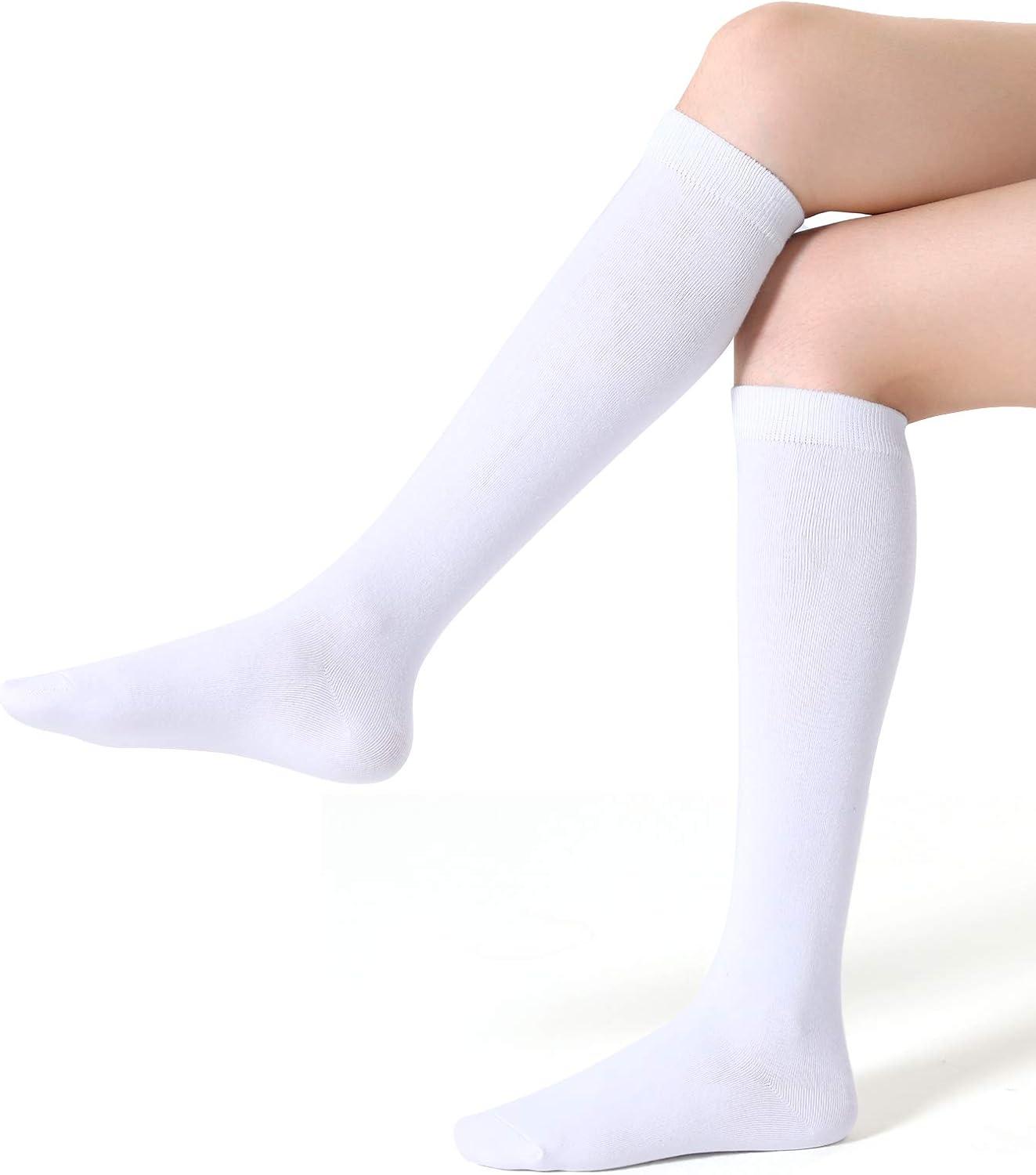 imageFITRELL Womens Knee High Socks Outdoor Sport Athletic Socks Casual Stripe Tube Socks 14 PackWhite