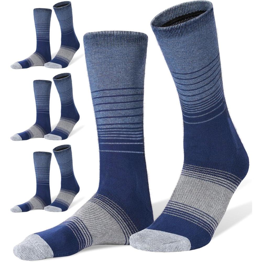 imageFITRELL 4 Pack Mens Merino Wool Hiking Socks Wicking Cushioned Warm Thermal Lightweight Boot Crew Dress SocksNavy Blue4