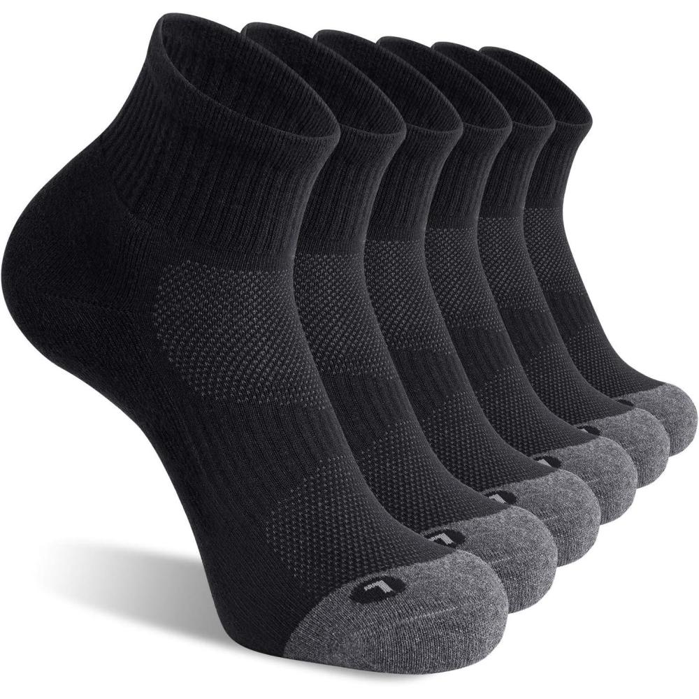 imageFITRELL 6 Pack Mens Athletic Ankle Socks Cushioned Sports Running Socks 799121215Black