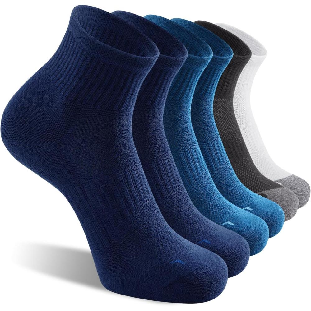 imageFITRELL 6 Pack Mens Athletic Ankle Socks Cushioned Sports Running Socks 799121215Blue Mixed