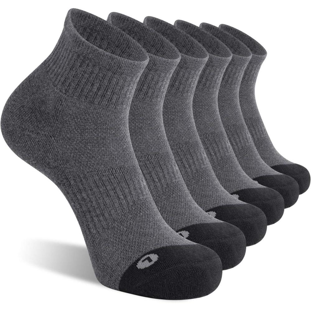 imageFITRELL 6 Pack Mens Athletic Ankle Socks Cushioned Sports Running Socks 799121215Dark Grey