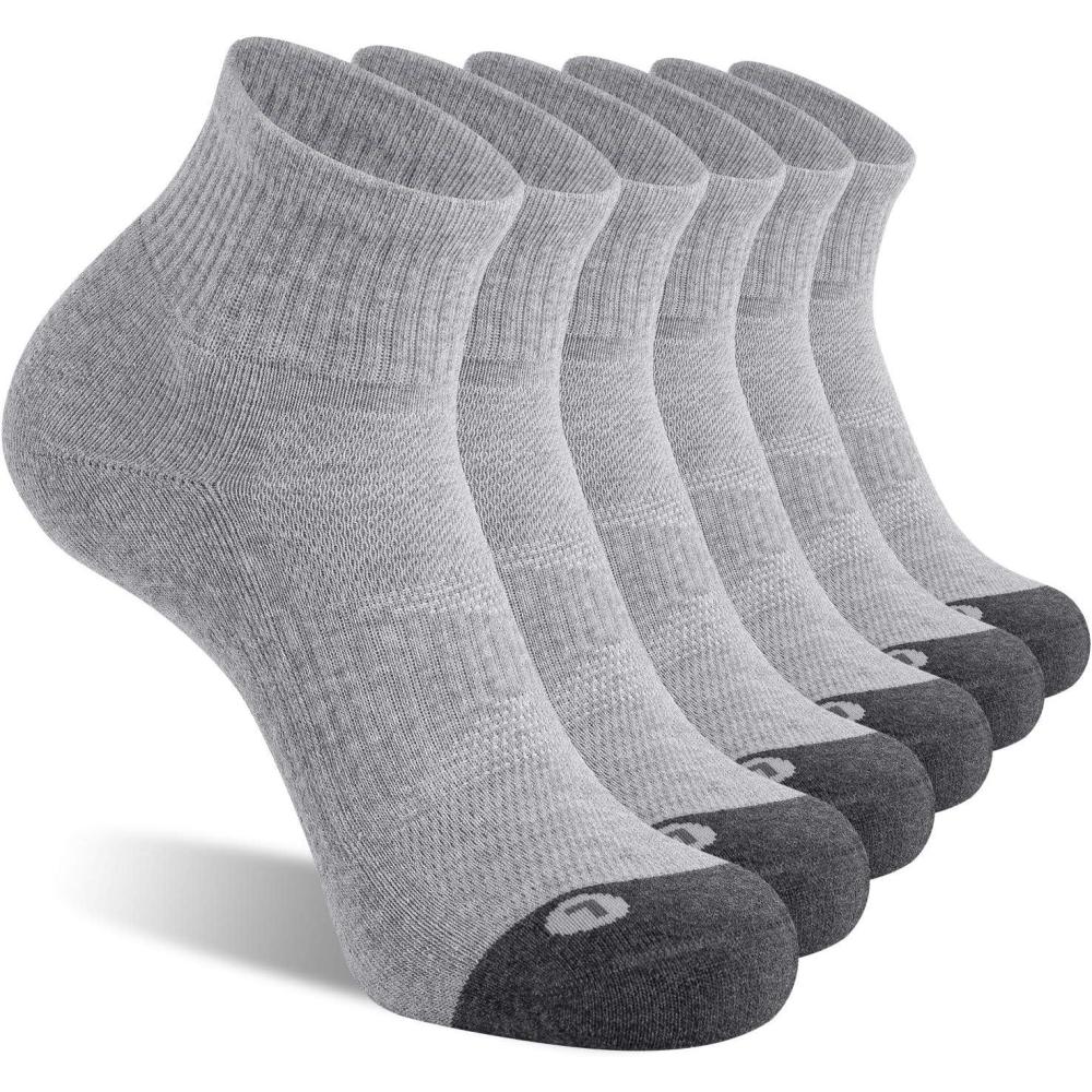 imageFITRELL 6 Pack Mens Athletic Ankle Socks Cushioned Sports Running Socks 799121215Grey