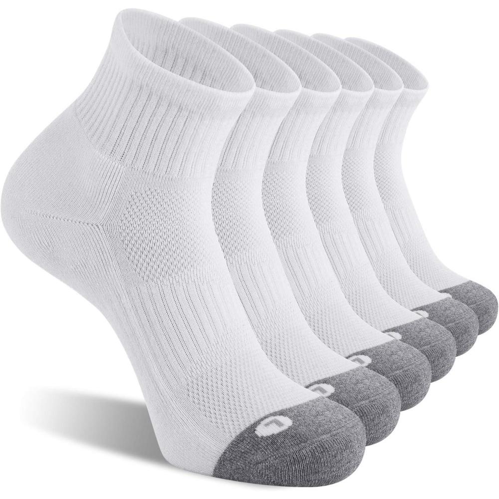 imageFITRELL 6 Pack Mens Athletic Ankle Socks Cushioned Sports Running Socks 799121215White