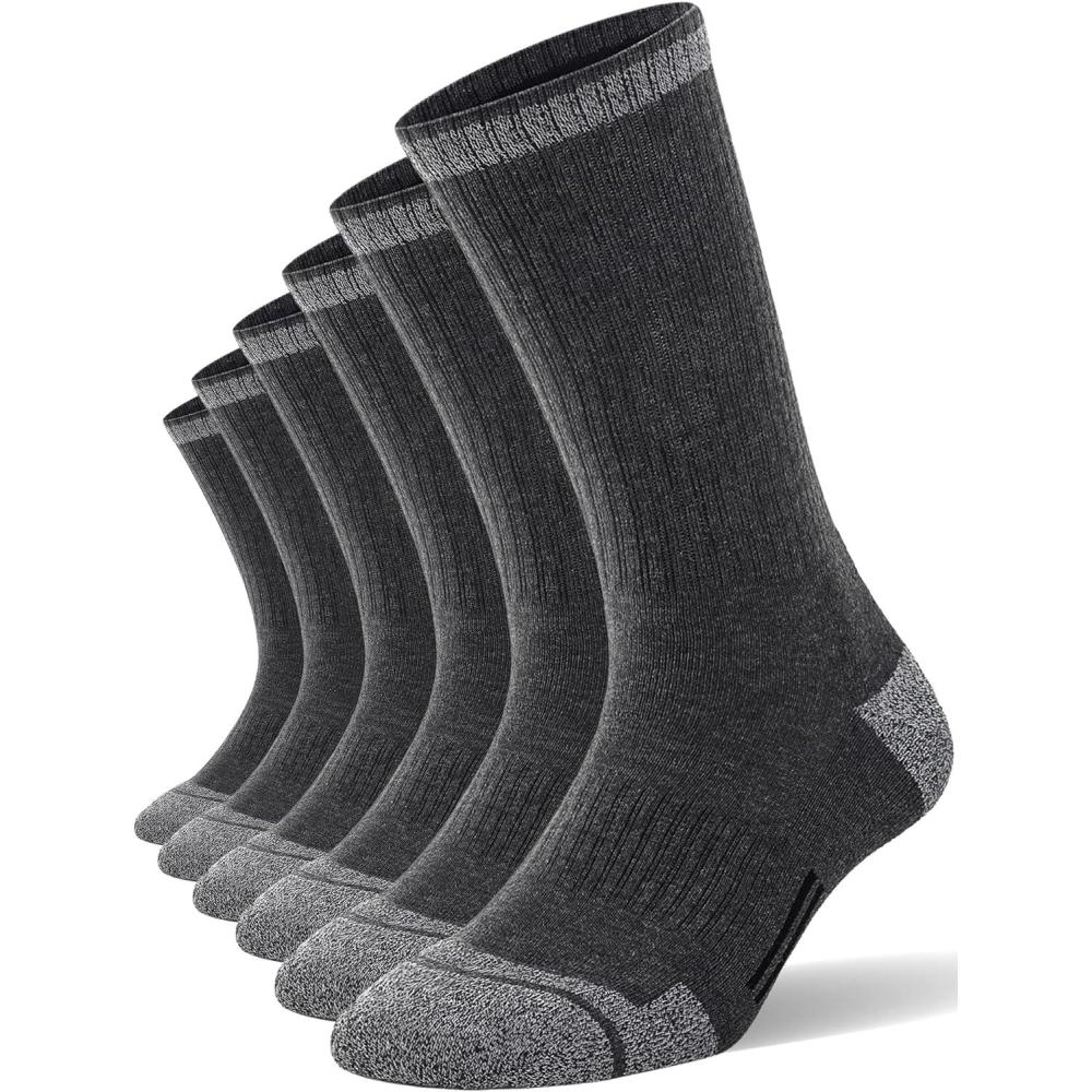 imageFITRELL 6 Pack Mens Athletic Moisture Wicking Crew Socks Cushioned Sport Running Work Boot Socks Size 9121215Grey6