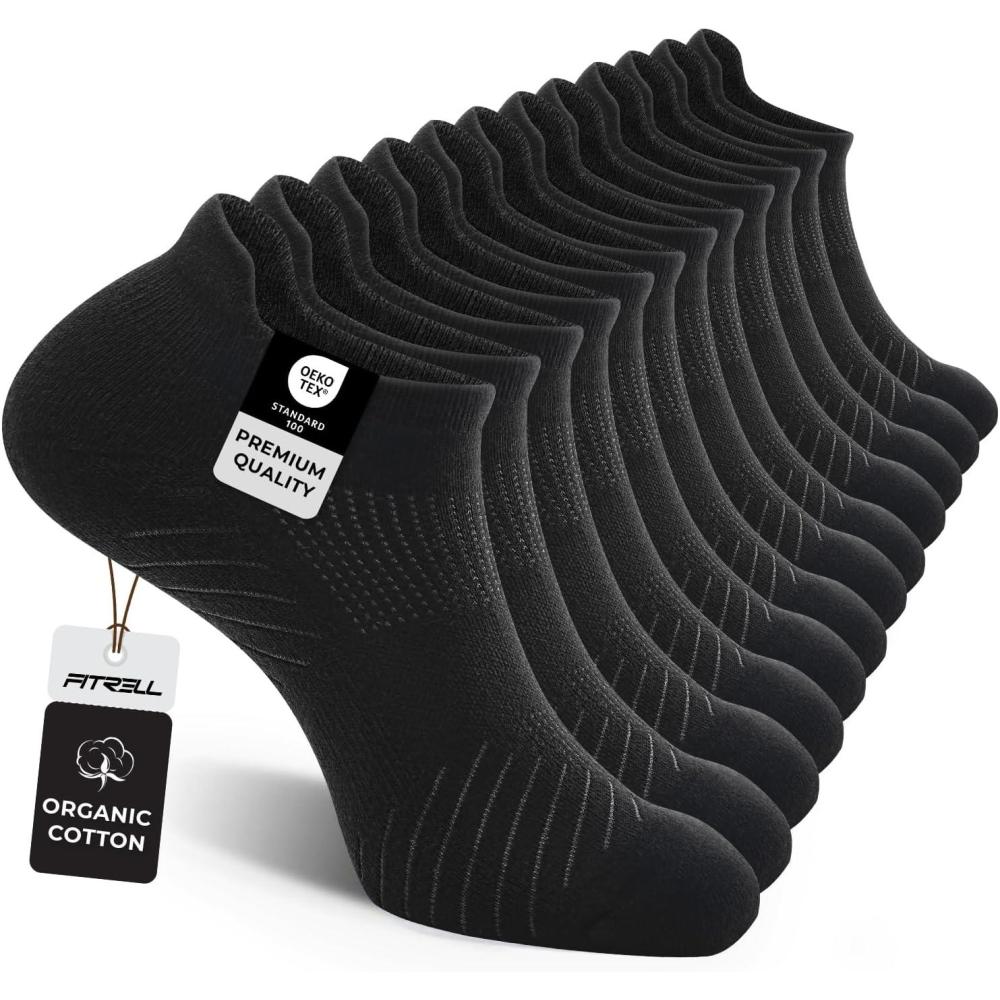 imageFITRELL 6 Pack Mens Athletic Running Ankle Socks Low Cut Cushioned Wicking AntiBlister Breathable Sport SocksBlack