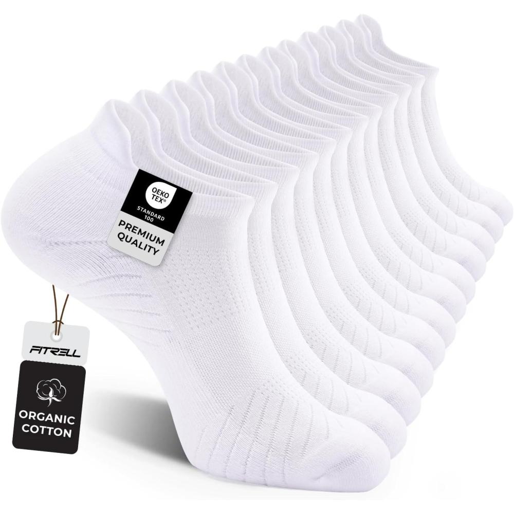 imageFITRELL 6 Pack Mens Athletic Running Ankle Socks Low Cut Cushioned Wicking AntiBlister Breathable Sport SocksWhite