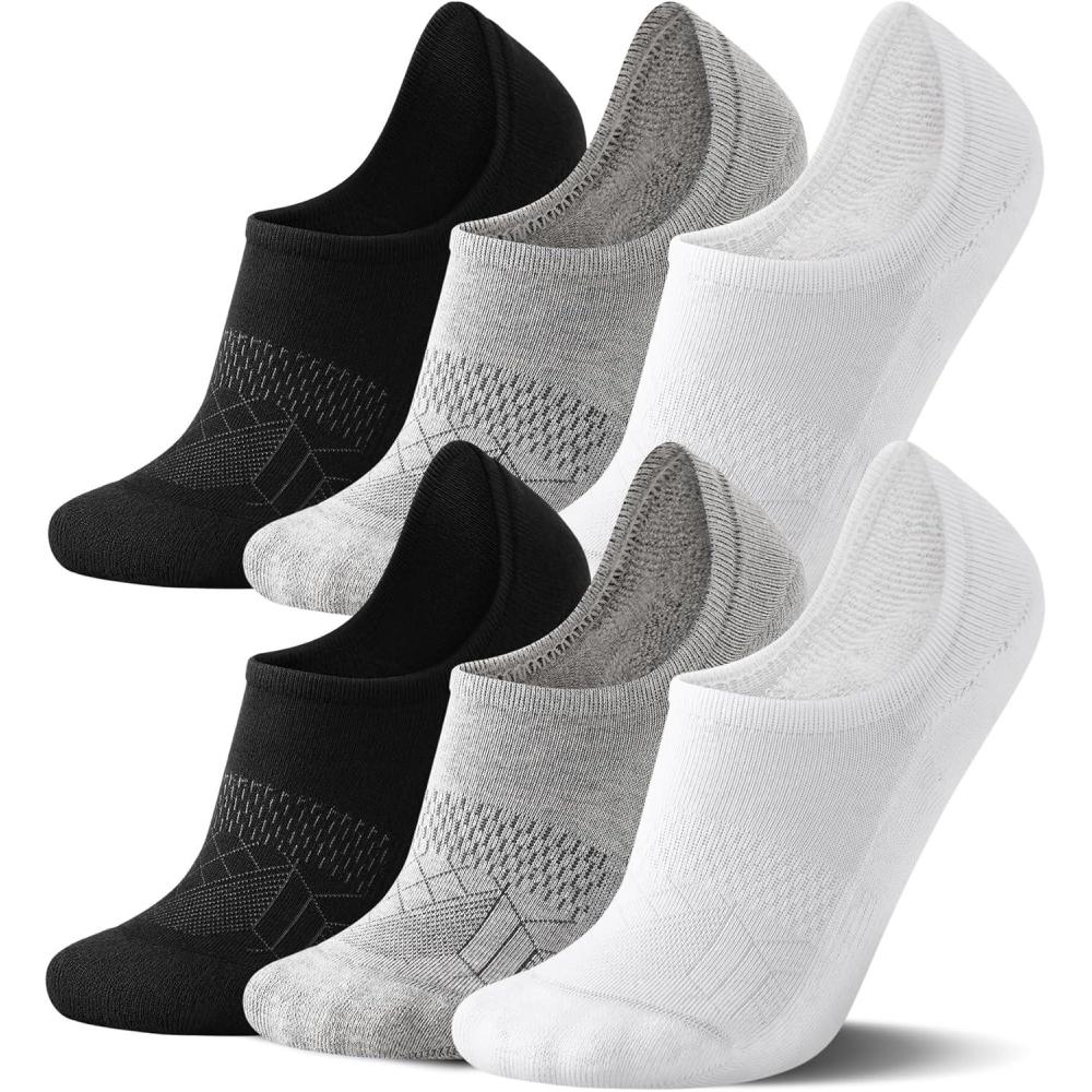imageFITRELL No Show Socks Womens Cotton Cushioned Athletic Ankle Low Cut Invisible Non Slip Socks 58 Pairs3 Pairs Classicblackwhitegrey