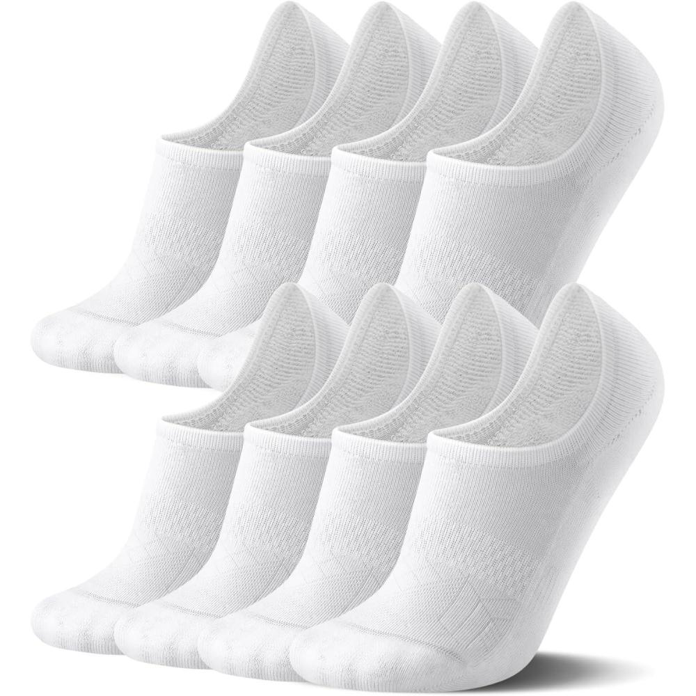 imageFITRELL No Show Socks Womens Cotton Cushioned Athletic Ankle Low Cut Invisible Non Slip Socks 58 Pairs8 Pairs White