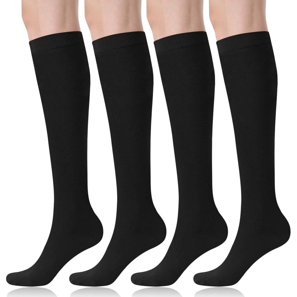 imageFITRELL Womens Knee High Socks Outdoor Sport Athletic Socks Casual Stripe Tube Socks 14 PackBlack