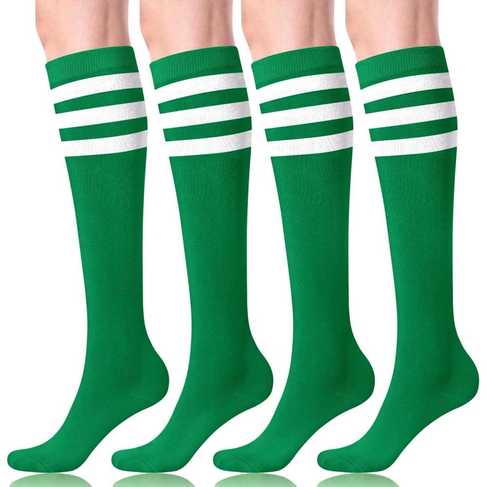 imageFITRELL Womens Knee High Socks Outdoor Sport Athletic Socks Casual Stripe Tube Socks 14 PackGreen