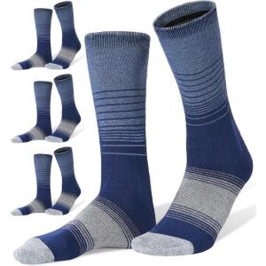 FITRELL 4 Pack Men’s Merino Wool Hiking Socks, Wicking Cushioned, Warm Thermal Lightweight Boot Crew Dress Socks(Navy Blue*4)