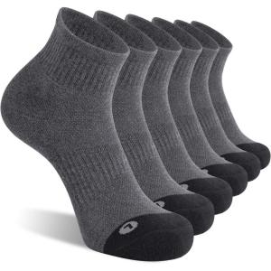 FITRELL 6 Pack Men’s Athletic Ankle Socks Cushioned Sports Running Socks 7-9/9-12/12-15(Dark Grey)