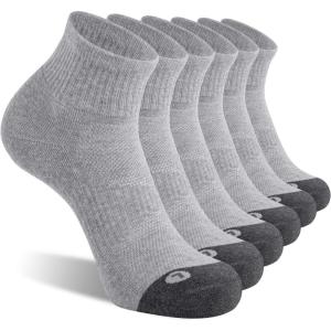 FITRELL 6 Pack Men’s Athletic Ankle Socks Cushioned Sports Running Socks 7-9/9-12/12-15(Grey)
