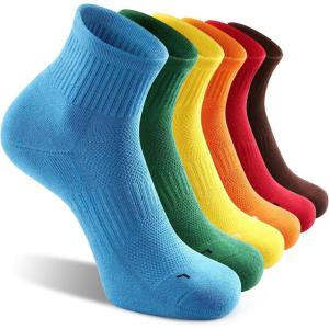 FITRELL 6 Pack Men’s Athletic Ankle Socks Cushioned Sports Running Socks 7-9/9-12/12-15(Multicolored)
