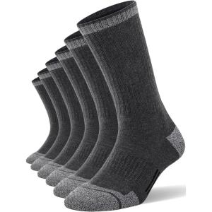 FITRELL 6 Pack Men’s Athletic Moisture Wicking Crew Socks Cushioned Sport Running Work Boot Socks Size 9-12/12-15(Grey*6)