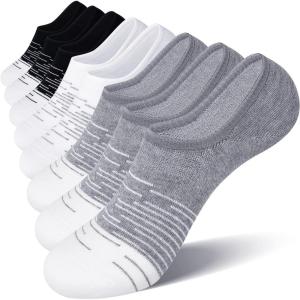 FITRELL 8 Pack Women’s No Show Socks Size 6-9/9-11 Non-slip Boat socks(White*2+black*3+grey*3)