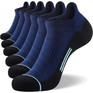 FITRELL Men’s 6 Pack Ankle Running Socks Low Cut Cushioned Athletic Sports Socks 7-9/9-12/12-15(Navy Black)