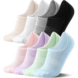 FITRELL No Show Socks Womens Cotton Cushioned Athletic Ankle Low Cut Invisible Non Slip Socks 5-8 Pairs(8 Pairs Mulicolor – Bliss Cream)