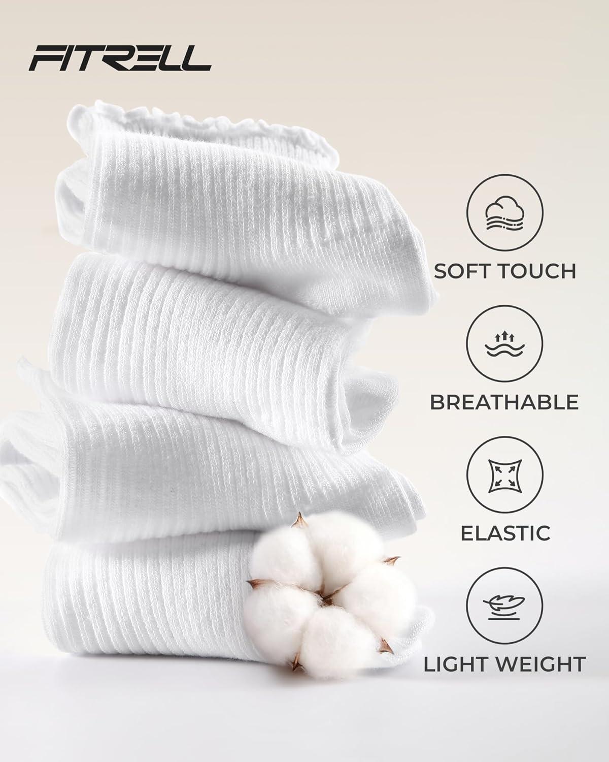 imageFITRELL 6 Pairs Ruffle Socks Womens Soft Breathable Cute Lettuce Ankle Crew Frilly SocksWhite6