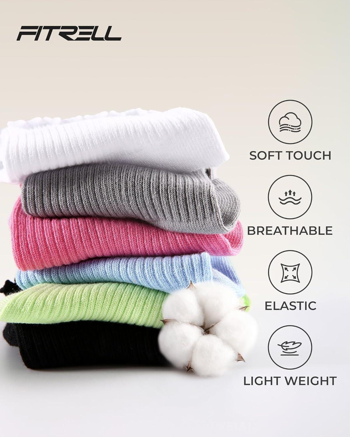 imageFITRELL 6 Pairs Ruffle Socks Womens Soft Breathable Cute Lettuce Ankle Crew Frilly SocksWhitegreyblackgreenhot Pinkblue