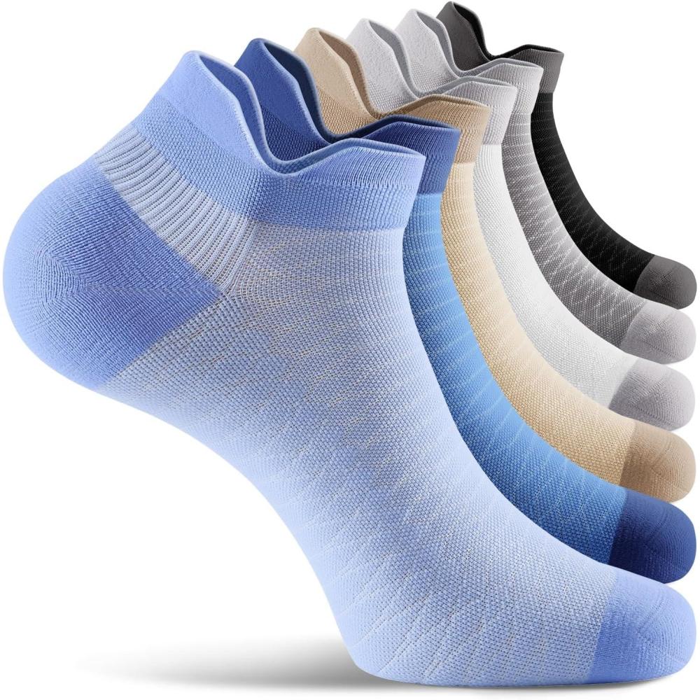 imageFITRELL Ankle Compression Socks for Women ampamp Men  Cushioned Arch Support Running Socks Plantar Fasciitis Relief 56 PairsEarth Tones 6 Pairs