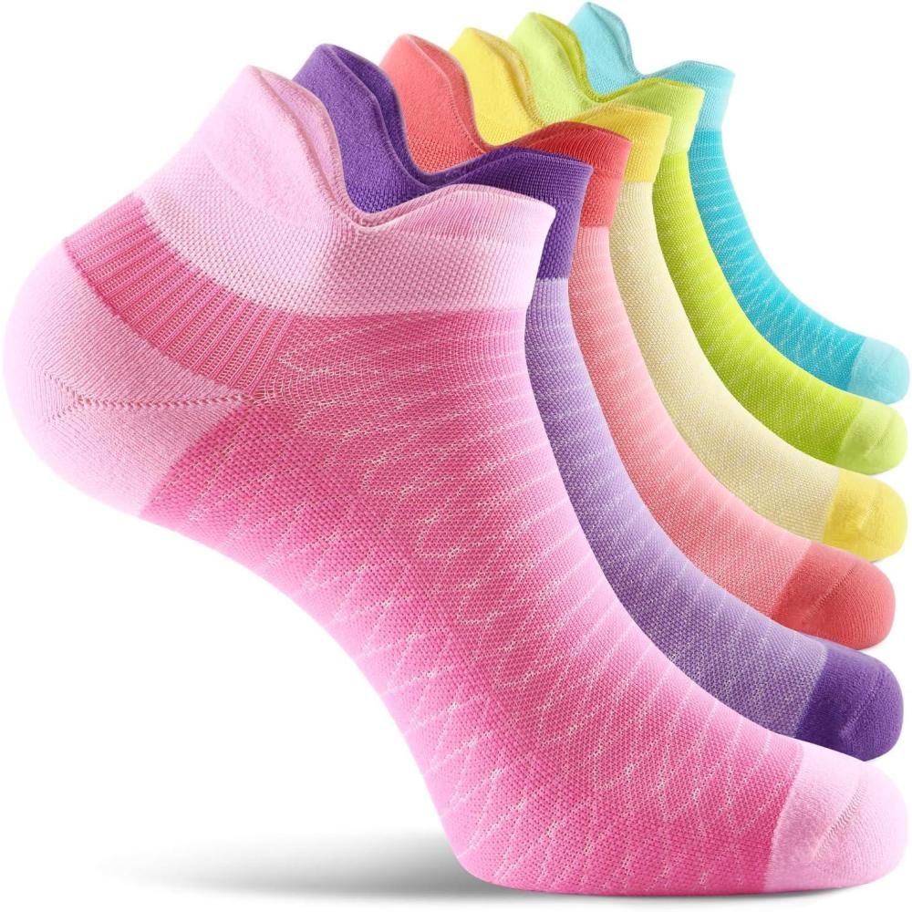 imageFITRELL Ankle Compression Socks for Women ampamp Men  Cushioned Arch Support Running Socks Plantar Fasciitis Relief 56 PairsVibrant Mixed 6 Pairs