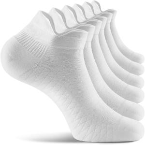 FITRELL Ankle Compression Socks for Women & Men – Cushioned Arch Support Running Socks, Plantar Fasciitis Relief 5/6 Pairs(White 6 Pairs)
