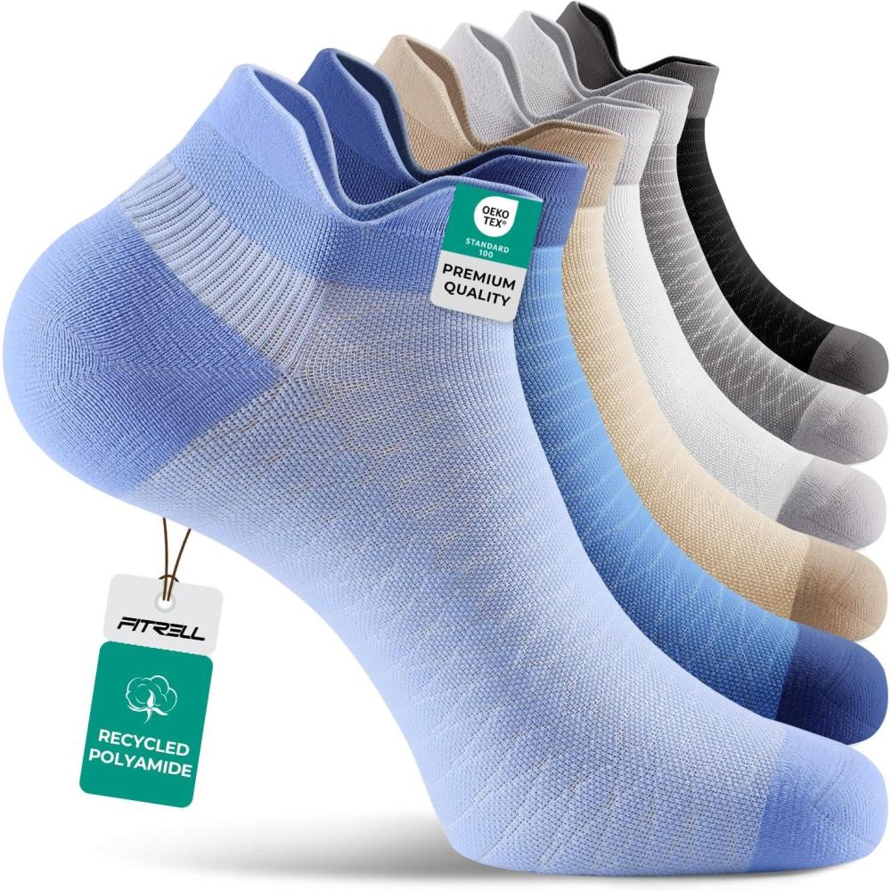 imageFITRELL Ankle Compression Socks for Women ampamp Men  56 Pairs Cushioned Arch Support Running Socks Plantar Fasciitis ReliefEarth Tones 6 Pairs