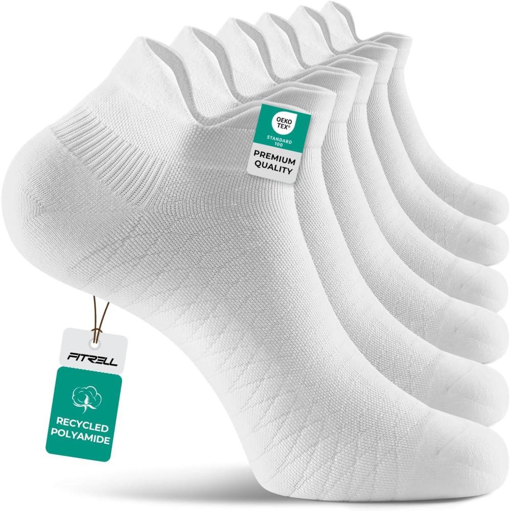 imageFITRELL Ankle Compression Socks for Women ampamp Men  56 Pairs Cushioned Arch Support Running Socks Plantar Fasciitis ReliefWhite 6 Pairs