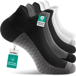 FITRELL Ankle Compression Socks for Women & Men – 5/6 Pairs Cushioned Arch Support Running Socks, Plantar Fasciitis Relief(Black+charcoal+white Mixed 5 Pairs)