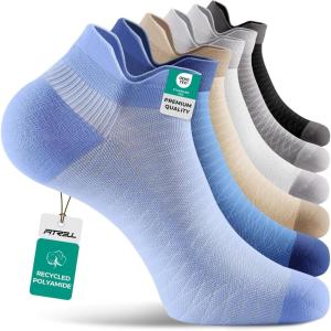 FITRELL Ankle Compression Socks for Women & Men – 5/6 Pairs Cushioned Arch Support Running Socks, Plantar Fasciitis Relief(Earth Tones 6 Pairs)