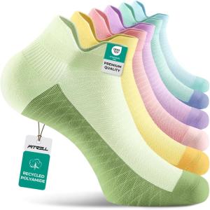 FITRELL Ankle Compression Socks for Women & Men – 5/6 Pairs Cushioned Arch Support Running Socks, Plantar Fasciitis Relief(Mystic Onyx 6 Pairs)