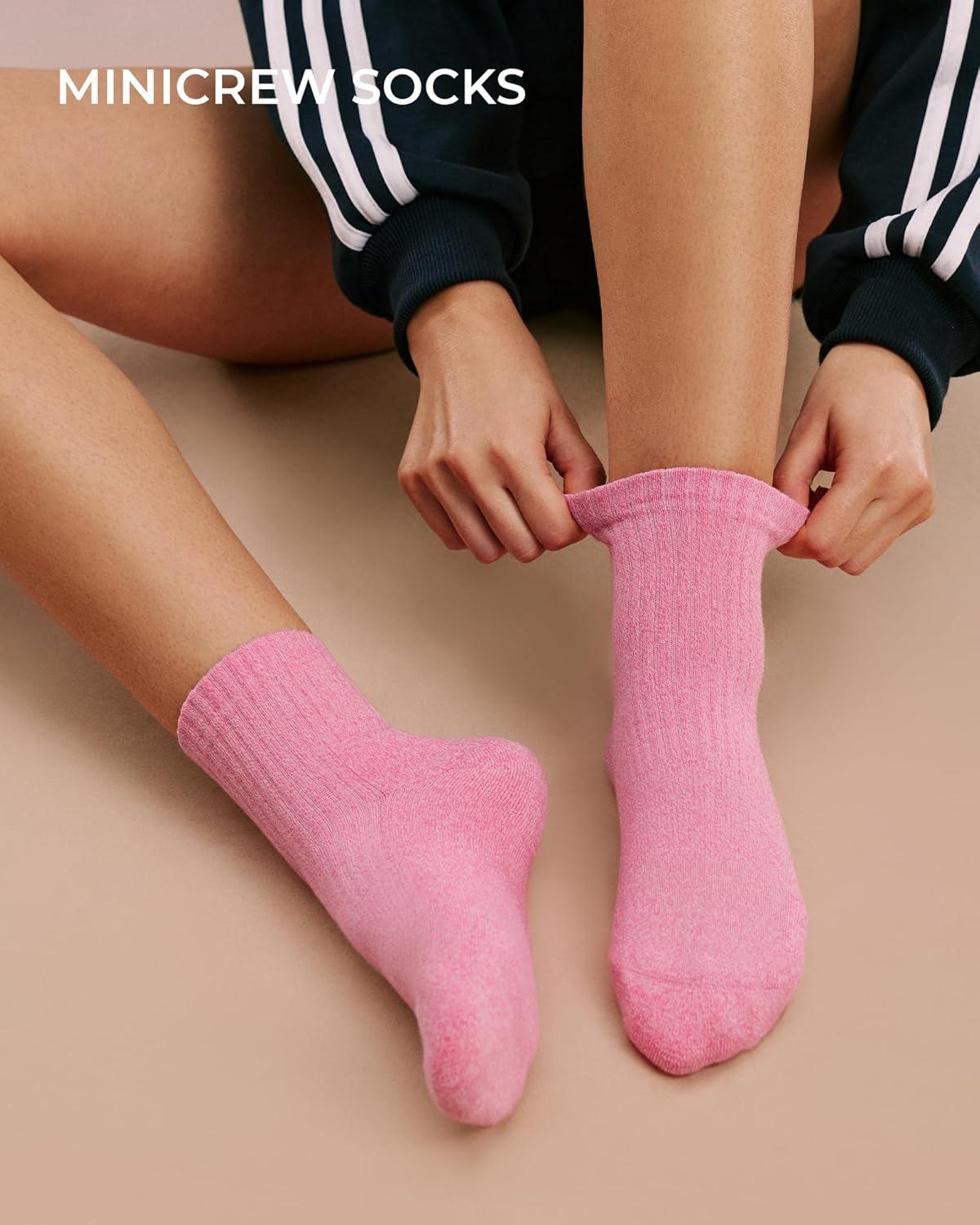 image:imageFITRELL Womens Crew Socks Ankle Athletic Cushioned Running Casual Socks for Women and Men 56 Pairs5 Pairs Blend Blackbeigepinkbluewhite