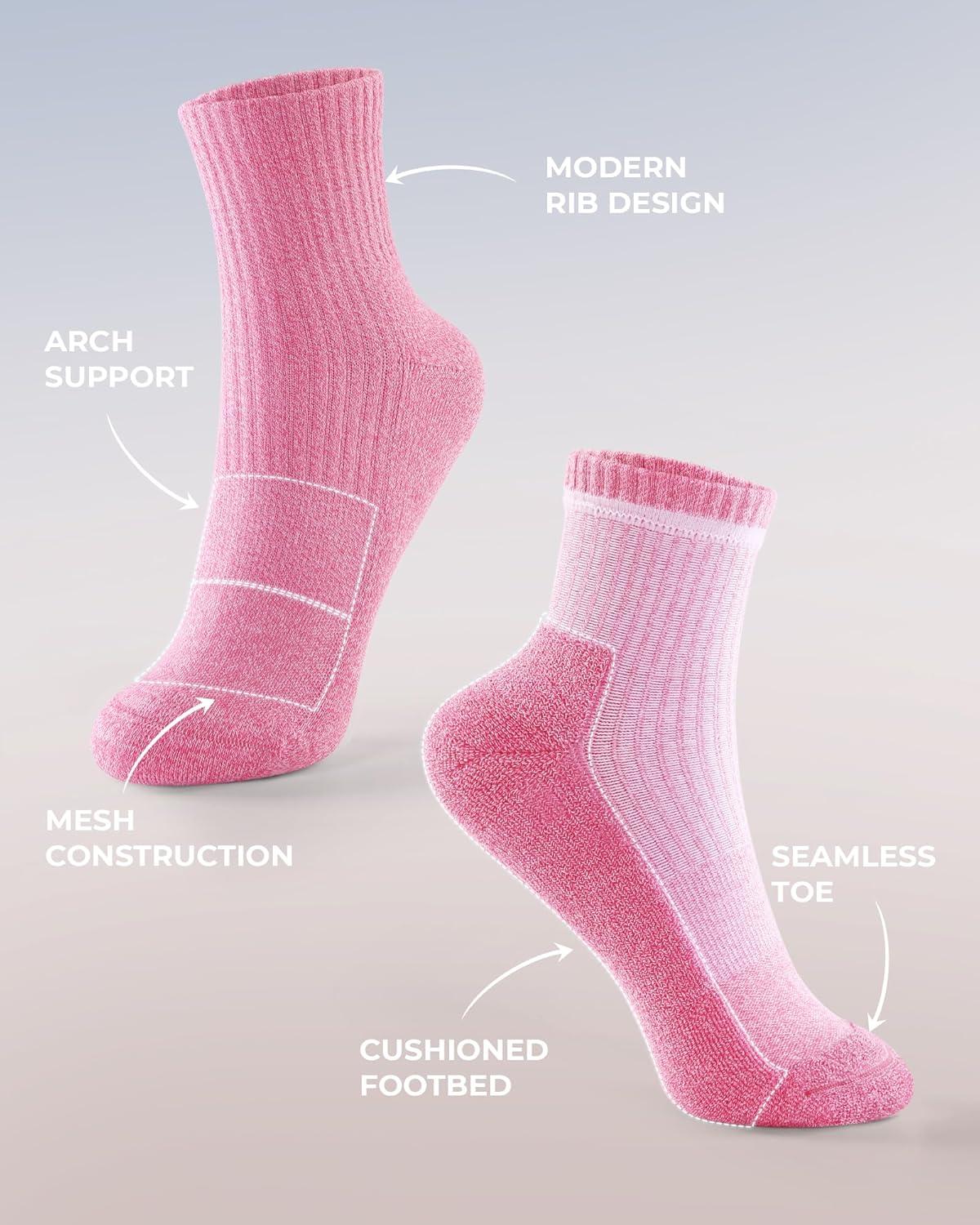 image:imageFITRELL Womens Crew Socks Ankle Athletic Cushioned Running Casual Socks for Women and Men 56 Pairs5 Pairs Blend Blackbeigepinkbluewhite