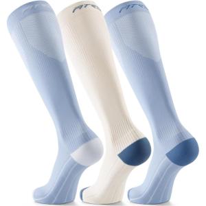 FITRELL 3 Pairs Compression Socks for Women and Men 20-30mmHg-Circulation Support Socks(Dot Clear Days)