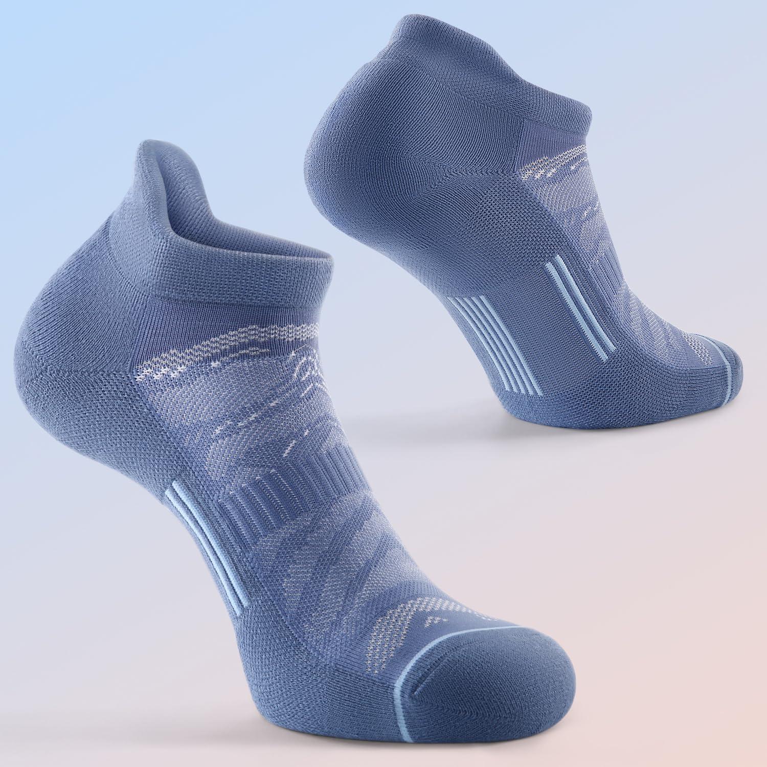 image:imageFITRELL Mens 6 Pack Ankle Running Socks Low Cut Cushioned Athletic Sports Socks 799121215Blue Smoke