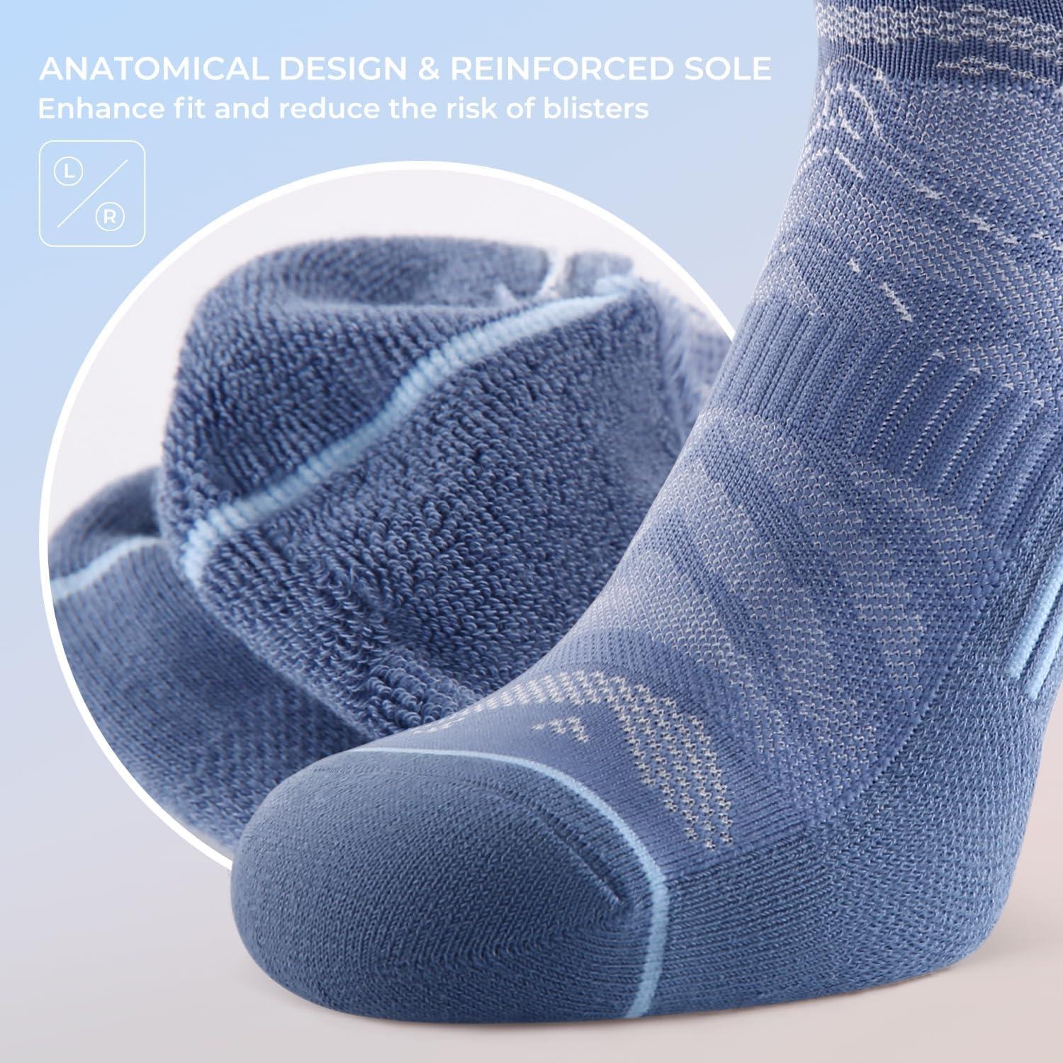 image:imageFITRELL Mens 6 Pack Ankle Running Socks Low Cut Cushioned Athletic Sports Socks 799121215Blue Smoke