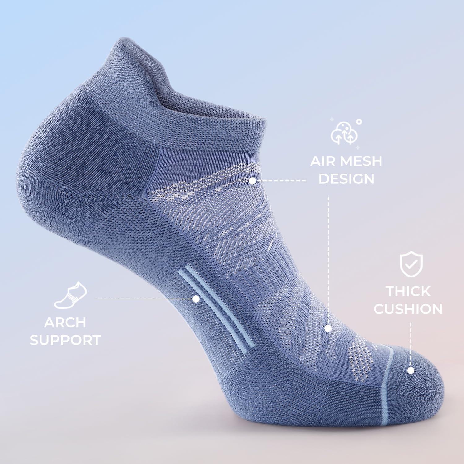 image:imageFITRELL Mens 6 Pack Ankle Running Socks Low Cut Cushioned Athletic Sports Socks 799121215Blue Smoke