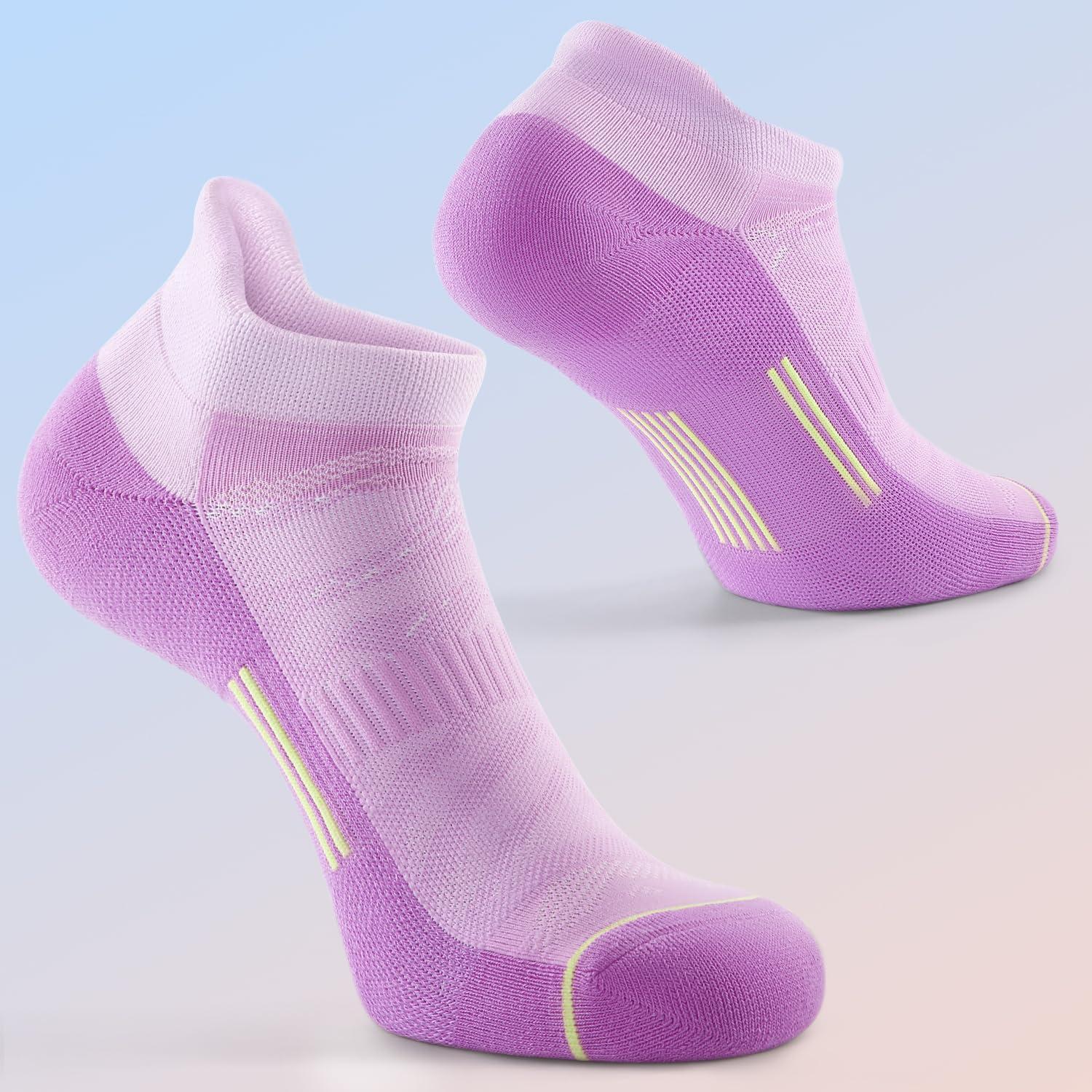 image:imageFITRELL Mens 6 Pack Ankle Running Socks Low Cut Cushioned Athletic Sports Socks 799121215Pastel Lavender