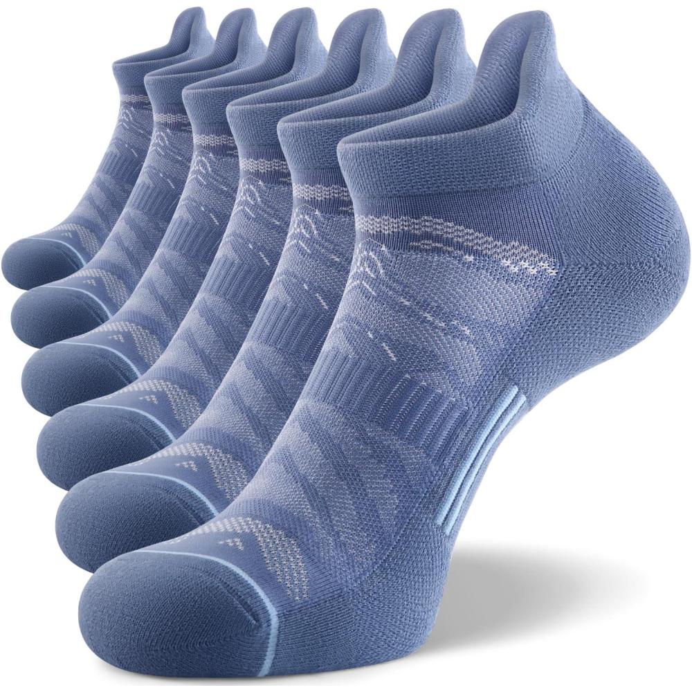 image:imageFITRELL Mens 6 Pack Ankle Running Socks Low Cut Cushioned Athletic Sports Socks 799121215Blue Smoke