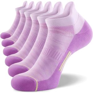 FITRELL Men’s 6 Pack Ankle Running Socks Low Cut Cushioned Athletic Sports Socks 7-9/9-12/12-15(Pastel Lavender)