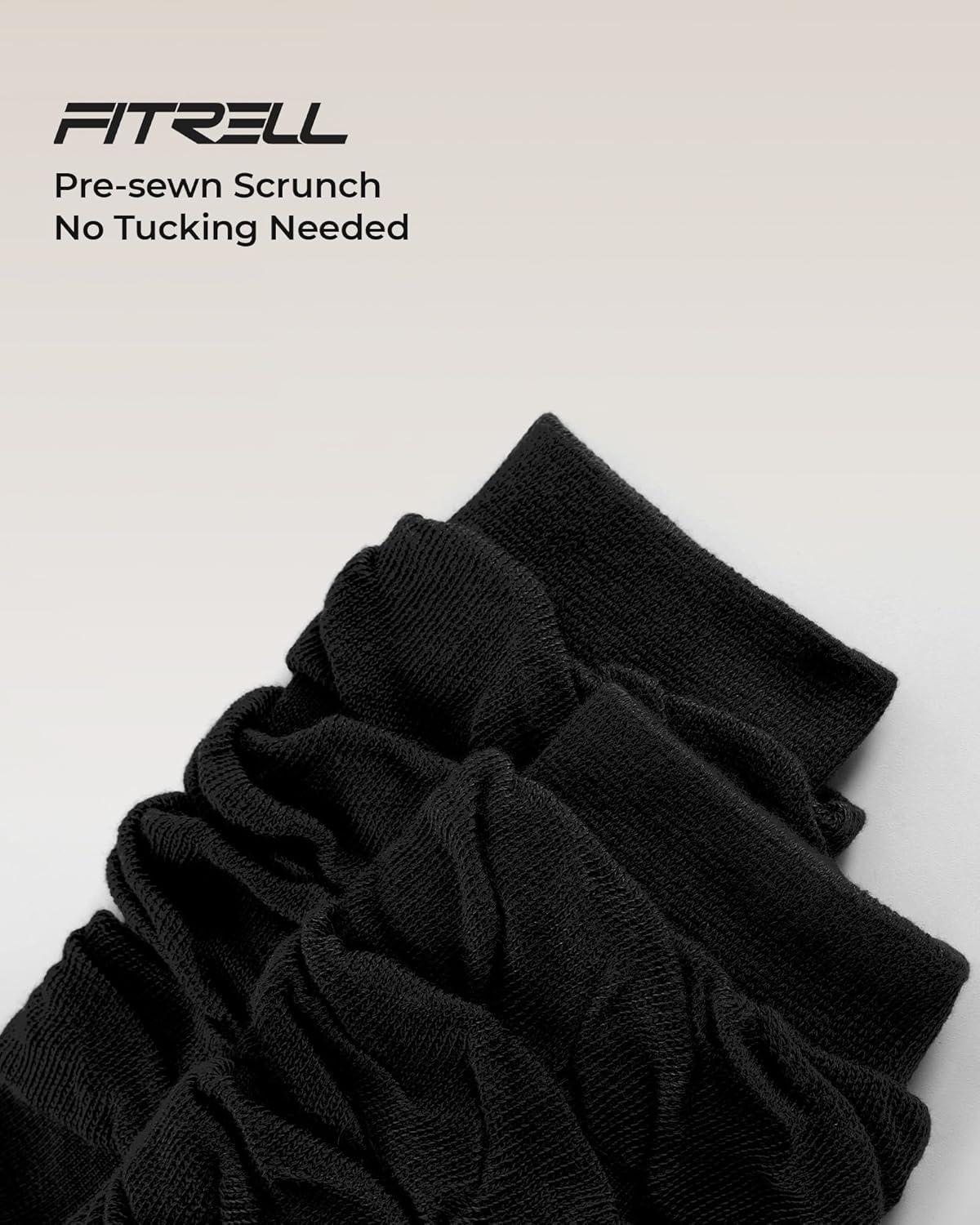 image:imageFITRELL Slouch Crew Socks for Women Presewn Slouch Look Soft Cotton Mid Calf Retro Cute Socks 3 Pairs Cant StraightenBlack