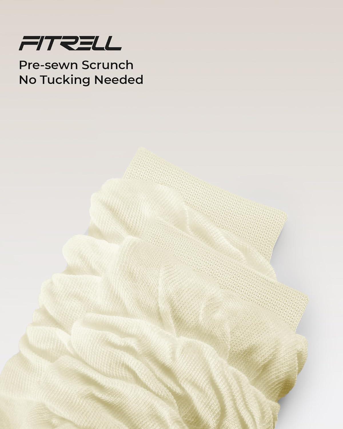 image:imageFITRELL Slouch Crew Socks for Women Presewn Slouch Look Soft Cotton Mid Calf Retro Cute Socks 3 Pairs Cant StraightenBlackbeigeolive Green