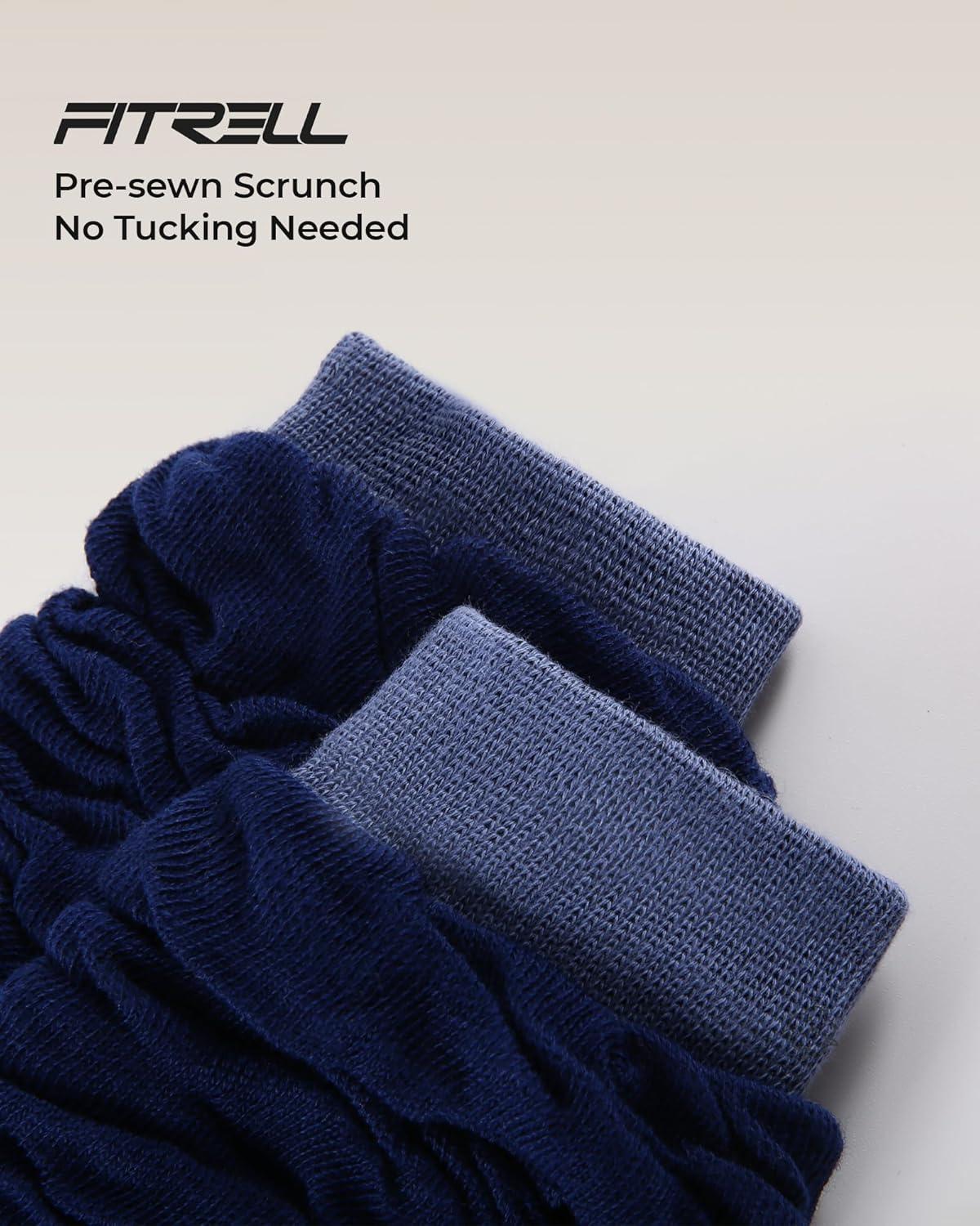 image:imageFITRELL Slouch Crew Socks for Women Presewn Slouch Look Soft Cotton Mid Calf Retro Cute Socks 3 Pairs Cant StraightenGrey Whiteblack Greynavy Blue