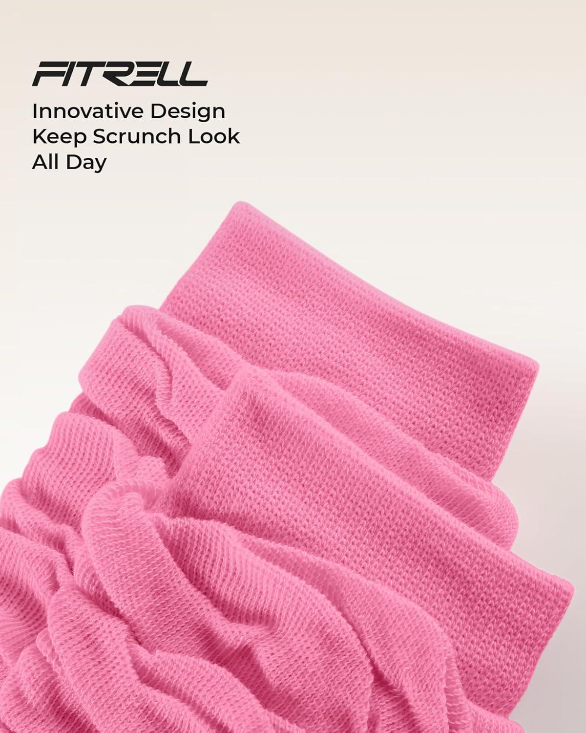 image:imageFITRELL Slouch Crew Socks for Women Presewn Slouch Look Soft Cotton Mid Calf Retro Cute Socks 3 Pairs Cant StraightenHot Pinkpurplelight Green